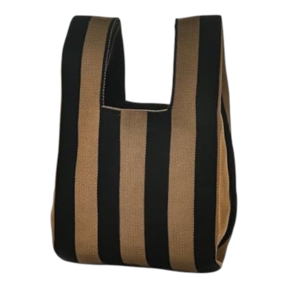 Striped Black and Tan Tote Bag